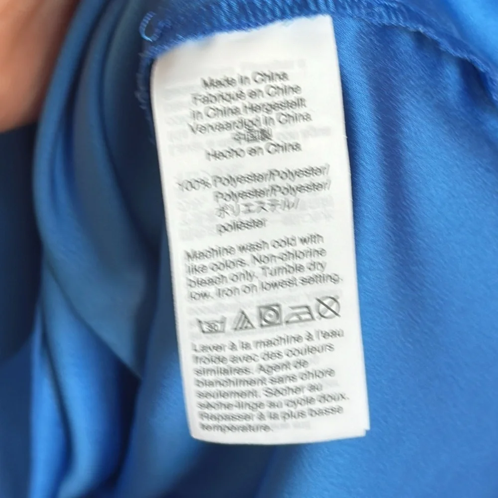 J Crew Shirt Womens 6 Blue Sleeveless Half Button Up Ruffle Polyester Large